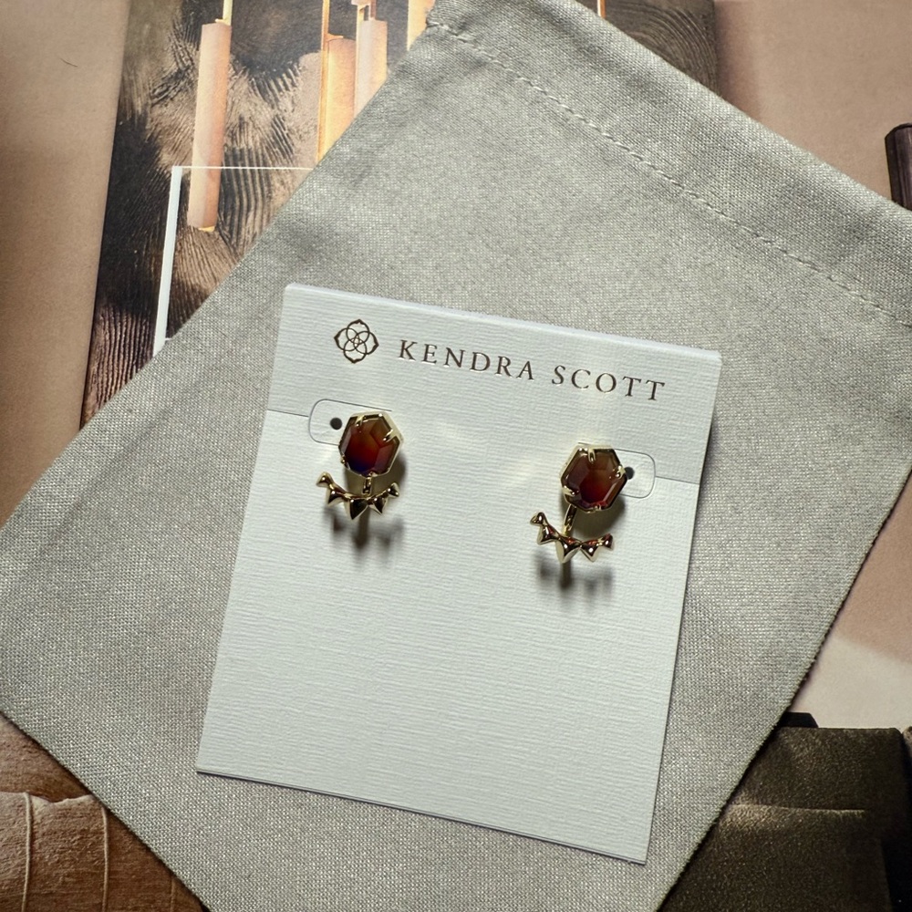 Kendra Scott Color Bar Tomon Rainbow Illusion Gold Earring Jacket studs